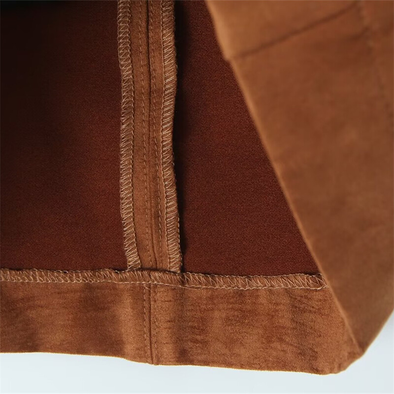 KEYANKETIAN Zimska nova ženska mini suknja od brušene kože, jednobojna, jednostavnog stila, patentni zatvarač na leđima, visokog struka, uska suknja A-kroja Tanka suknja