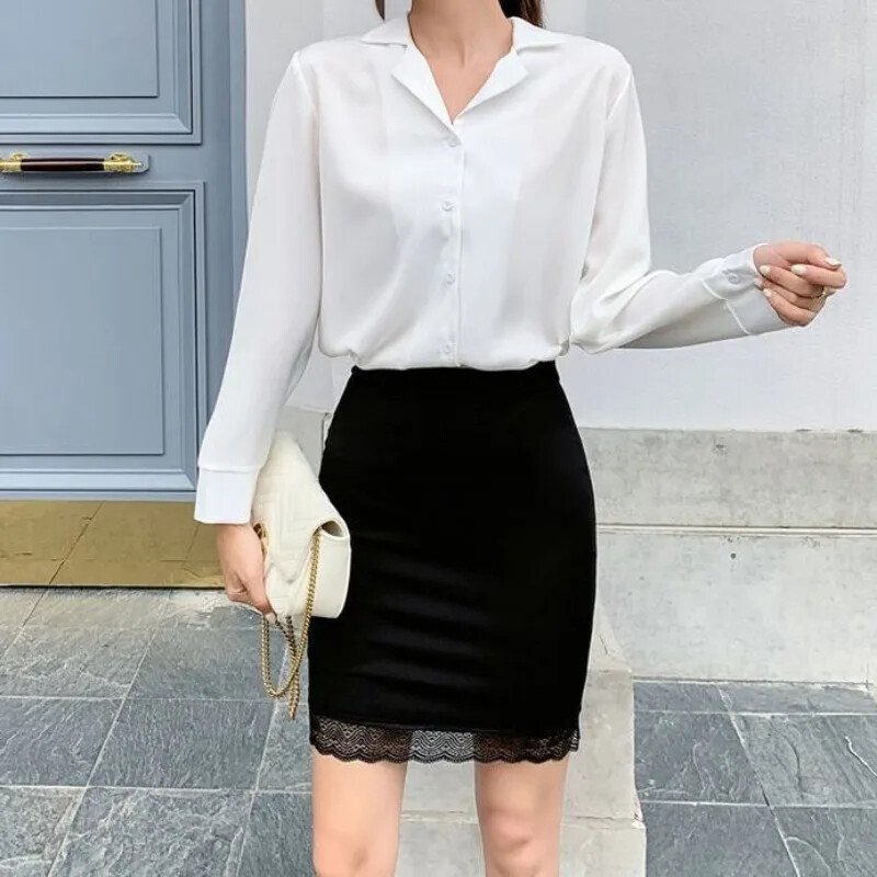 Fusta strânsă din dantelă cargo pentru femei Fuste înfășurate pentru femei Tendință 2024 Stil coreean Nou în Harajuku Lux Elegant șic V Casual