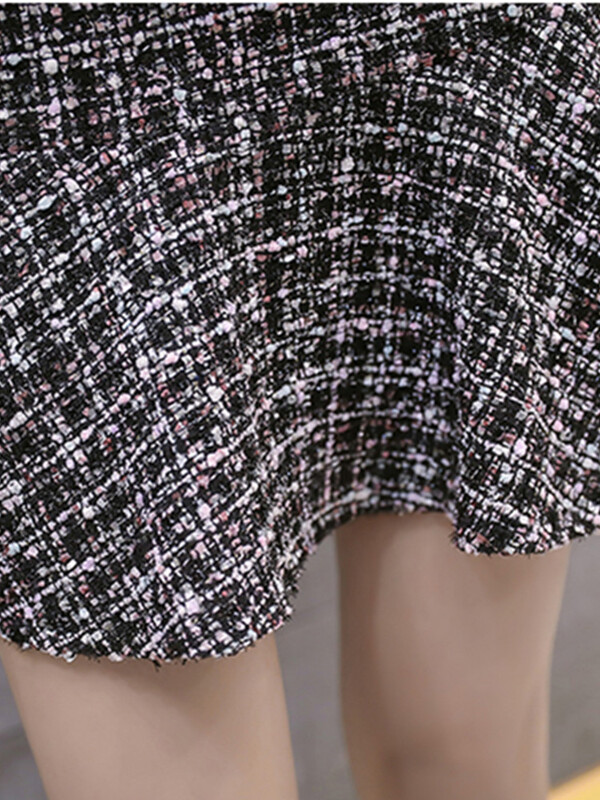 SMTHMA Fuste din Tweed Pentru Femei Fuste în carouri cu talie înaltă pentru slăbire Toamnă Primăvară Fuste Mini din Lână Tweed Sirenă Saia Feminina