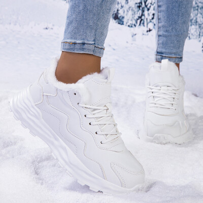 TUINANLE Zimske bijele cipele za žene Tople plišane tenisice za snijeg Djevojčice Vodootporne neklizajuće cipele s platformom Plataforma Mujer Zapatos
