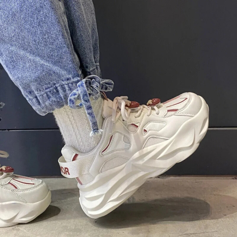 Pantofi vulcanizati Kawaii cu căpșuni pentru femei 2023, cu platformă nouă, la modă coreeană, pantofi cu talpă groasă, Tenis Mujer, cu șireturi