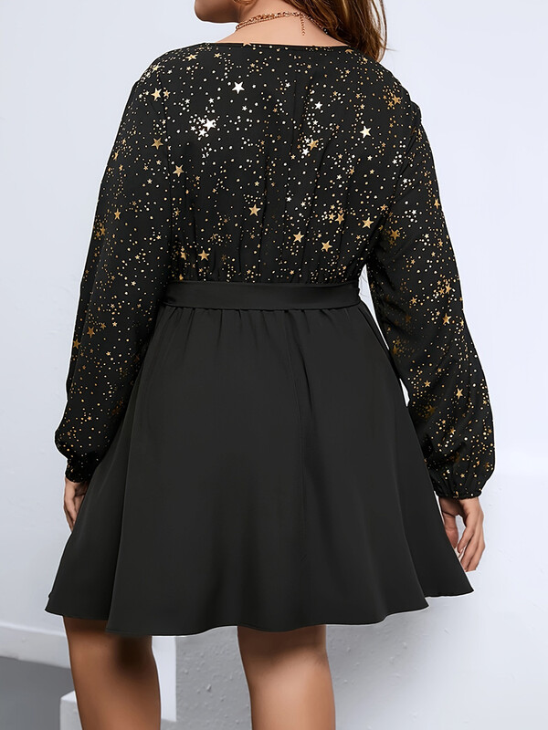 Haljina dugih rukava s v-izrezom plus veličine, labava, udobna, elegantna modna, nova, proljetna, svečana haljina za bankete