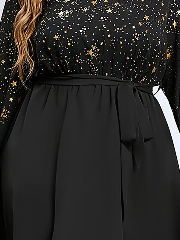 Haljina dugih rukava s v-izrezom plus veličine, labava, udobna, elegantna modna, nova, proljetna, svečana haljina za bankete