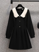 Ženske haljine velikih veličina, jesen 2024., crna, elegantna haljina a-kroja dugih rukava, ženska odjeća velikih veličina, velika rasprodaja