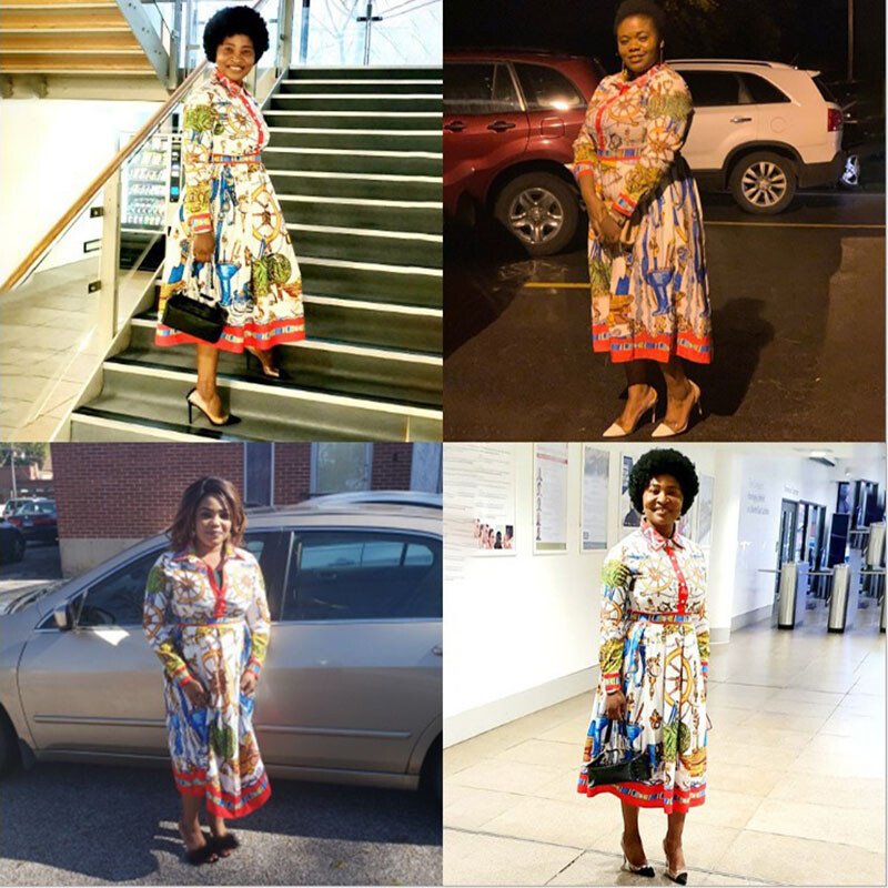 Ženska haljina A-kroja s preklopnim ovratnikom i printom, moderna, elegantna, ležerna proljetna haljina s visokim strukom, uskih grudi, novo 2024.