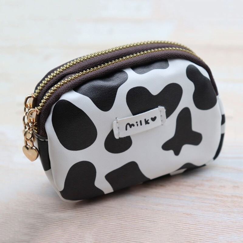 Jauks govs raksta monētu maciņš sievietēm karšu maka studentiem dubultkabatas rāvējslēdzēja atslēgu soma Pārnēsājama lūpu krāsas bankas karšu uzglabāšanas soma