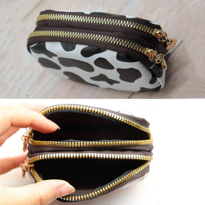 Jauks govs raksta monētu maciņš sievietēm karšu maka studentiem dubultkabatas rāvējslēdzēja atslēgu soma Pārnēsājama lūpu krāsas bankas karšu uzglabāšanas soma