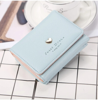 Portofel scurt, cu inimă iubitoare, cu cataramă simplă, portofel pentru femei, poșetă mică pliabilă cu monede Suport pentru carduri cu sloturi multiple, poșetă pentru femei