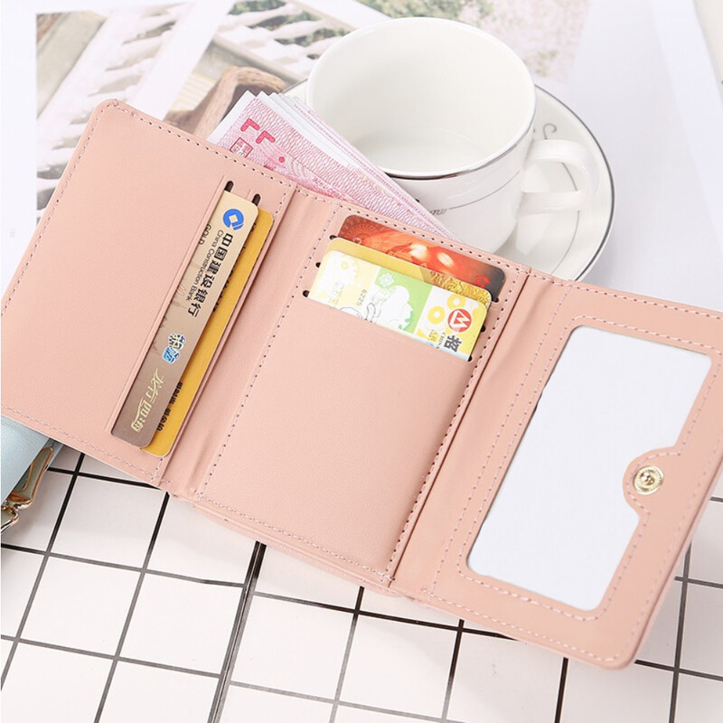 Portofel scurt, cu inimă iubitoare, cu cataramă simplă, portofel pentru femei, poșetă mică pliabilă cu monede Suport pentru carduri cu sloturi multiple, poșetă pentru femei