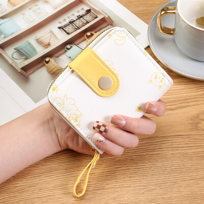 Японско сладко коте Дамски къси портфейли Чанта за притежател на студентска карта с цип Портфейл за монети Розов Щипка за пари за момичета Двукратен портфейл