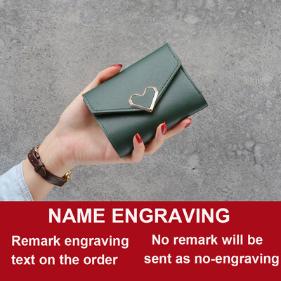 Novi kratki ženski novčanici iz 2022. Kpop slatki mali ženski novčanik od PU kože s graviranjem imena, u obliku srca, tanka, jednostavna ženska torbica