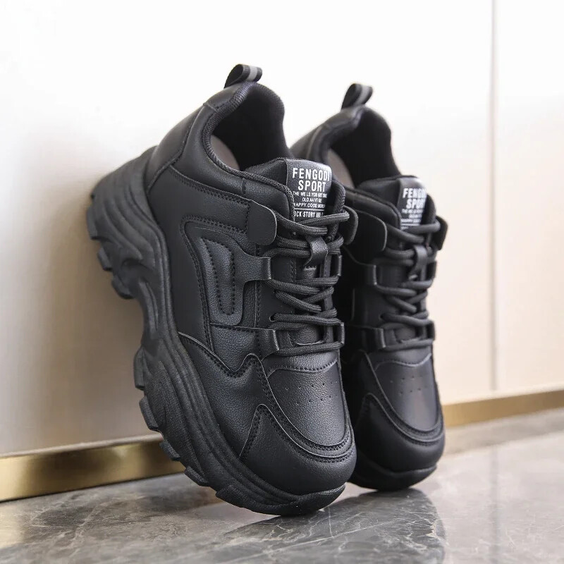 Pantof alb cu platformă pantofi pentru femei 2024 Noul pantofi cu șireturi, fund gros, vulcanizați, pantofi sport respirabili pentru femei