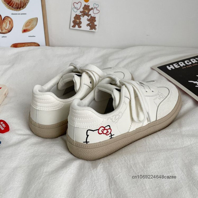 Sanrio Hello Kitty, pantofi albi de toamnă noi, pantofi versatili, drăguți, cu desene animate, cu broderie, versiune coreeană, pantofi casual