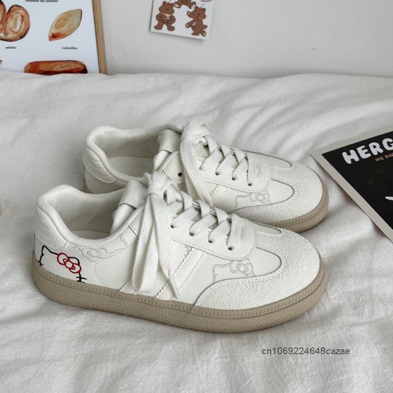 Sanrio Hello Kitty, pantofi albi de toamnă noi, pantofi versatili, drăguți, cu desene animate, cu broderie, versiune coreeană, pantofi casual