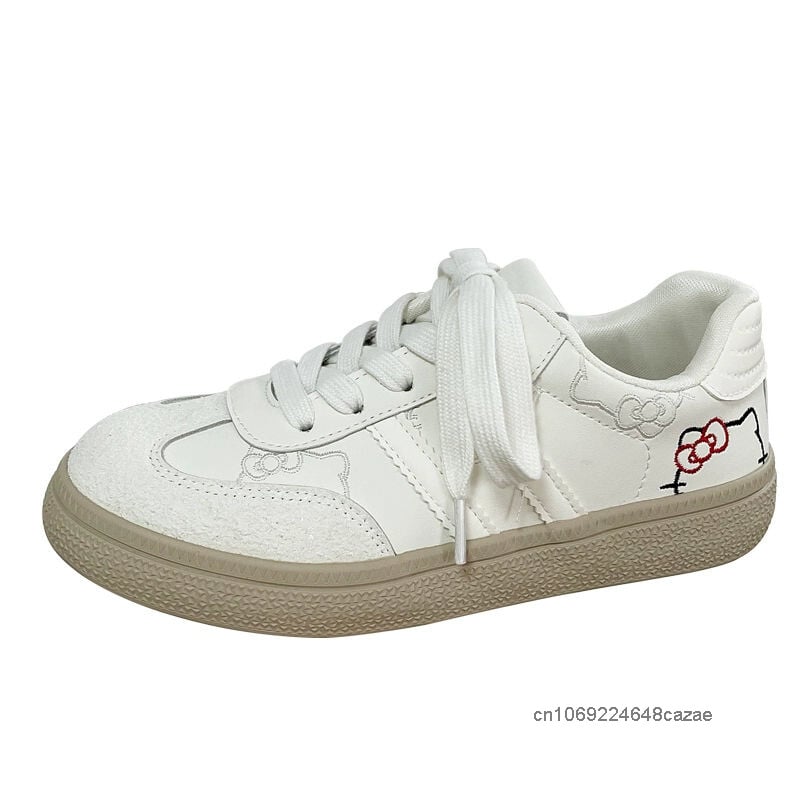 Sanrio Hello Kitty, pantofi albi de toamnă noi, pantofi versatili, drăguți, cu desene animate, cu broderie, versiune coreeană, pantofi casual