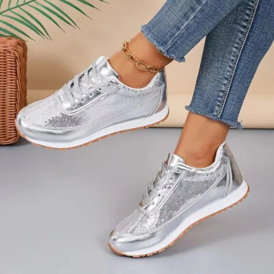 Dámske bežecké topánky veľkosti Plus Size 42, čierne, strieborné, dievčenské, atletické, turistické, pohodlné, dámske, bežecké topánky
