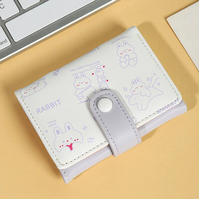 Mini portofel drăguț pentru femei, ursuleț din piele PU, suport pentru carduri de credit, portofele, geantă de bani pentru femeie, husă pentru monede, cu trei ori, valet scurt de desene animate