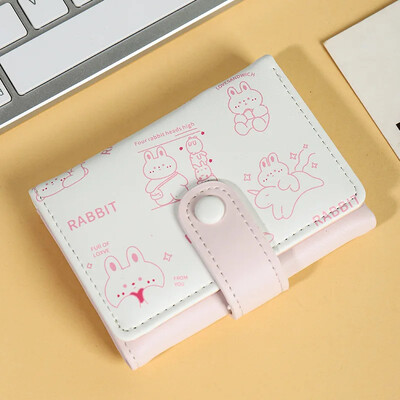 Mini portofel drăguț pentru femei, ursuleț din piele PU, suport pentru carduri de credit, portofele, geantă de bani pentru femeie, husă pentru monede, cu trei ori, valet scurt de desene animate