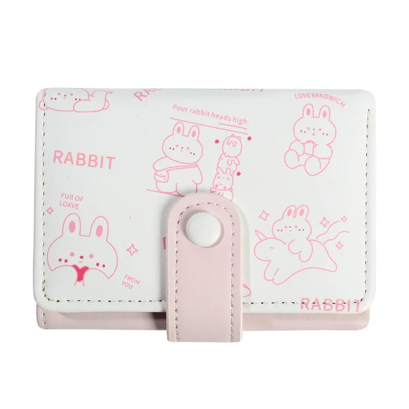 Mini portofel drăguț pentru femei, ursuleț din piele PU, suport pentru carduri de credit, portofele, geantă de bani pentru femeie, husă pentru monede, cu trei ori, valet scurt de desene animate