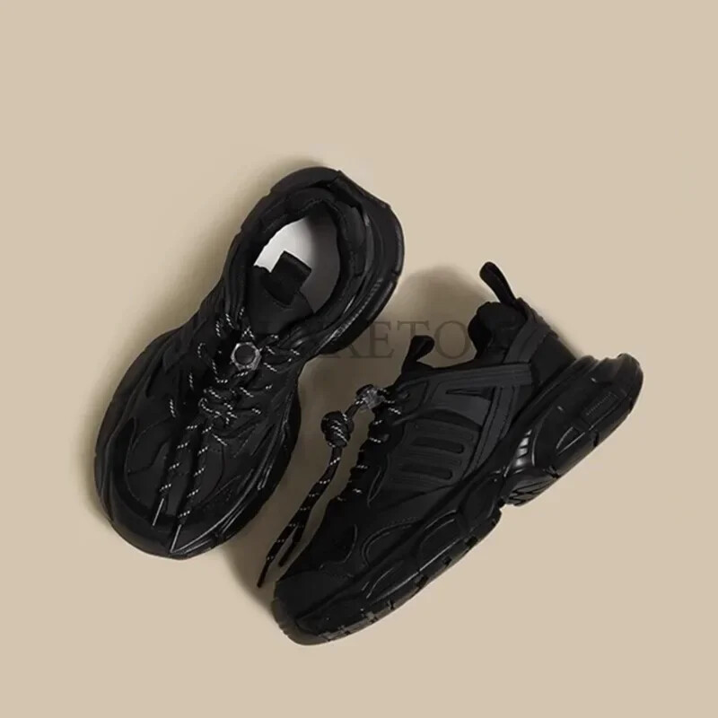 Talpă groasă cu vârf rotund și pantofi pentru tată cu tăietură superficială, cu suprafață de plasă adăugată pentru pantofi sport confortabili, respirabili, ușoare