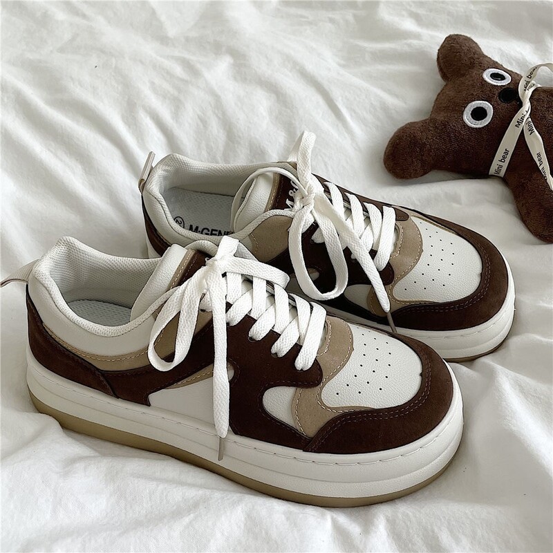 2024. Nove kožne ženske crno-bijele ležerne ženske vulkanizirane tenisice Kožne sportske cipele za hodanje i trčanje na ravnim platformama