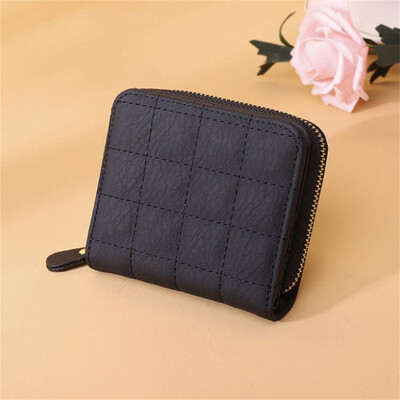 Jauni sieviešu īsie maki PU ādas sieviešu rūtainie maki karšu turētājs Maks Mode Sieviešu mazs rāvējslēdzēja maks ar monētu maku