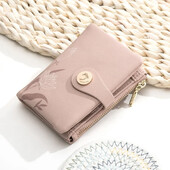 Portofel mic de modă pentru femei coreeană din piele PU cu cataramă geantă pentru monede, portofel scurt, cu fermoar, pliabil, de culoare solidă, geantă de bani