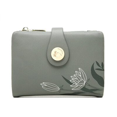 Portofel mic de modă pentru femei coreeană din piele PU cu cataramă geantă pentru monede, portofel scurt, cu fermoar, pliabil, de culoare solidă, geantă de bani