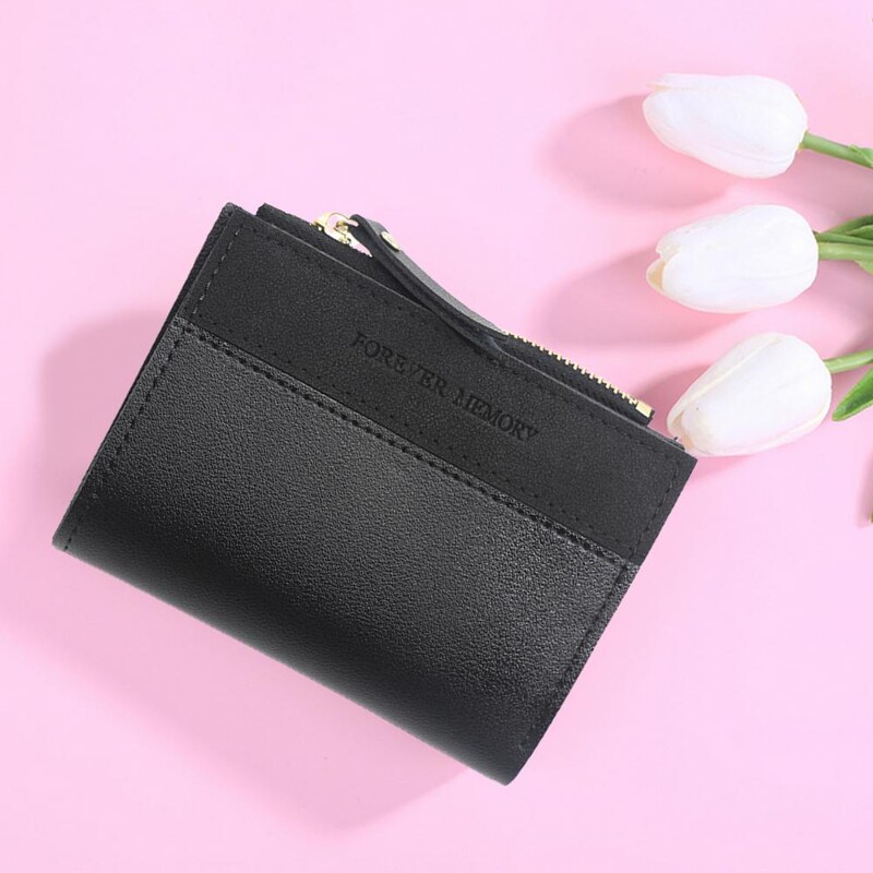 Portofel pentru femei Mini-fold cu mai multe sloturi Suport card de credit Fermoar neted Portofel subțire Poșetă cu monede Husă pentru bani Utilizare la cumpărături 여자 지갑