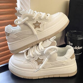 Sieviešu platformas kedas Zvaigžņu dizaina šņorējamas skeitborda dēlis, āra ērtas skriešanas sporta apavi Tenisa skriešanas kedas