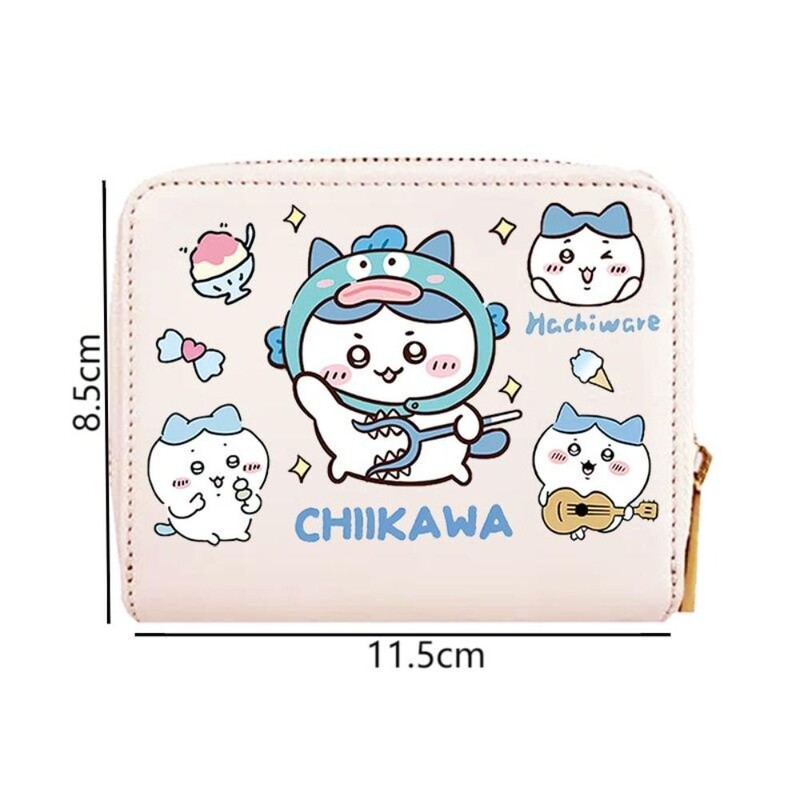 Portofel scurt din piele PU stil INS cu pandantiv de frânghie Suport card de credit Geanta de bani Chiikawa Mini poseta pentru monede Fata