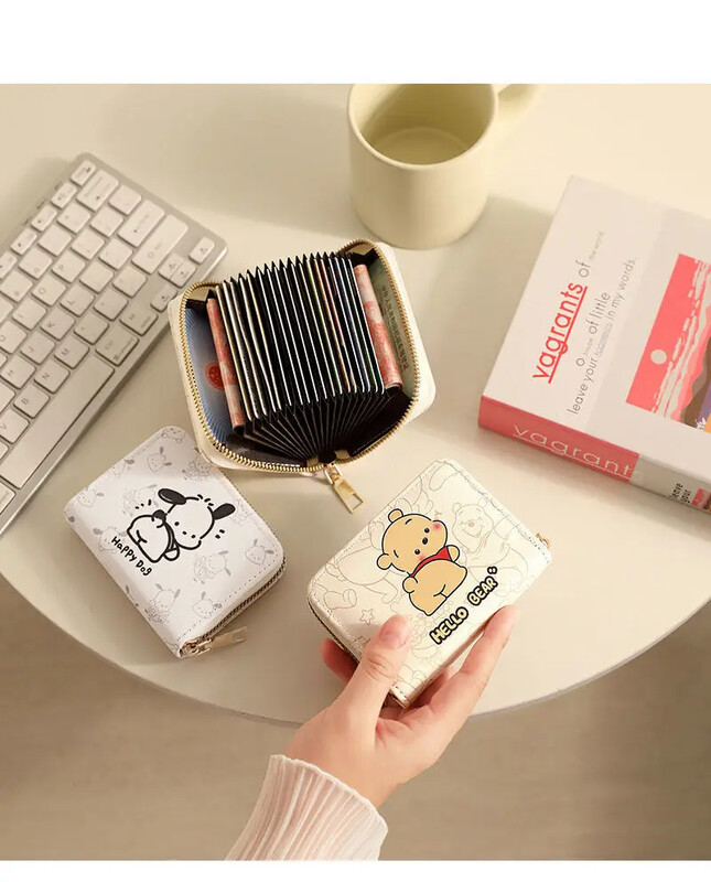 Sanrio Pochacco kaardihoidja multikas Kuromi mündikott, suure mahutavusega Kawaii üliõhuke ID-kott Armas lukuga kott Anime-tarvikud