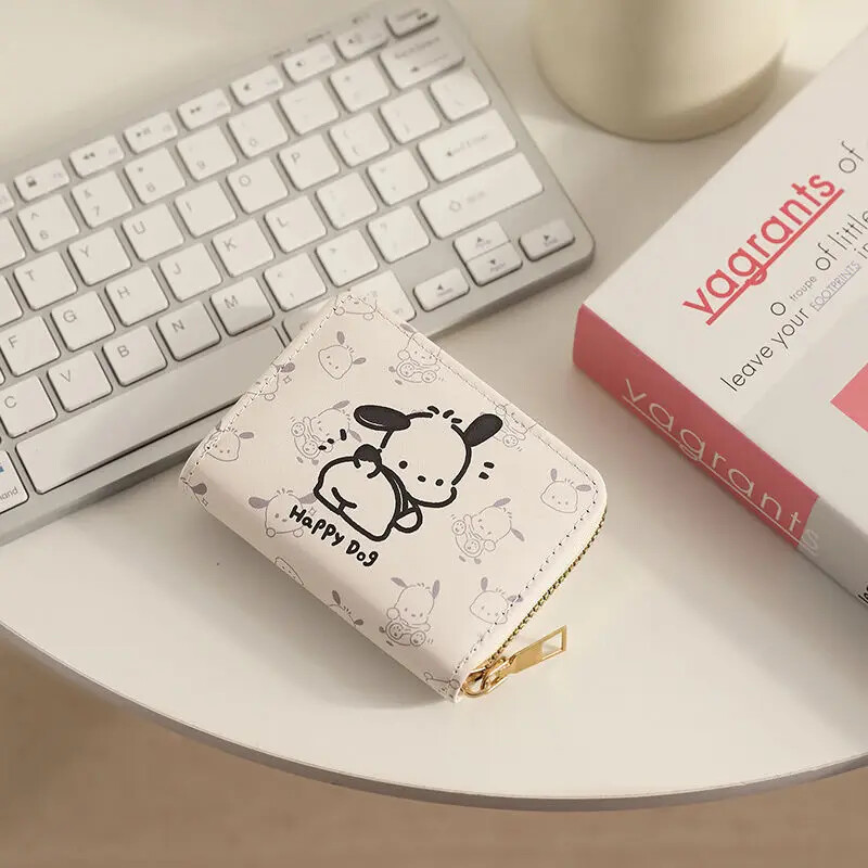 Sanrio Pochacco kaardihoidja multikas Kuromi mündikott, suure mahutavusega Kawaii üliõhuke ID-kott Armas lukuga kott Anime-tarvikud