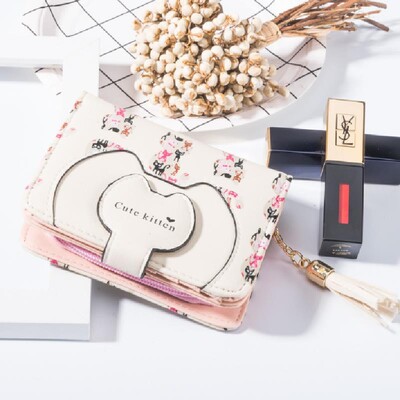 Crtani mačka Ženski novčanik s printom PU kožni ženski novčanik Dizajnirana torbica za novčiće Ženski držač za kartice Slatki novčanik s resicama