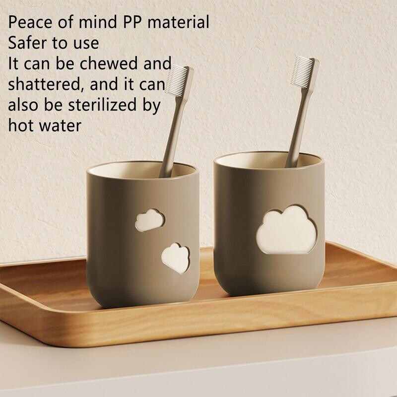 2gab Vannas istabas trauki Plastmasas mutes skalojamā līdzekļa krūze kafijas tēja ūdens krūze mājas ceļojumu mākoņa raksta zobu birstes turētājs dzērienu krūze