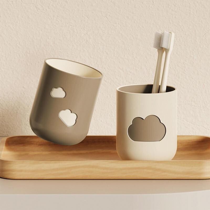 2gab Vannas istabas trauki Plastmasas mutes skalojamā līdzekļa krūze kafijas tēja ūdens krūze mājas ceļojumu mākoņa raksta zobu birstes turētājs dzērienu krūze