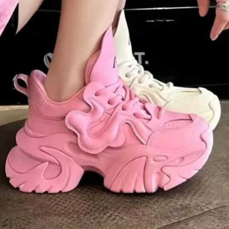 Pantofi negri cu platformă din piele, cu talpă groasă, toamnă, pantofi groși, femei, cu șireturi, 2024, comozi, pantofi de mers pentru femei.