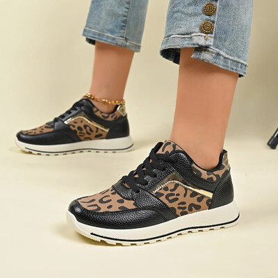 Naiste sörkimistossud Suvised vabaaja tossud Naistele Trendikas leopardimustriline mood Mugavad vabaaja tennised naistele