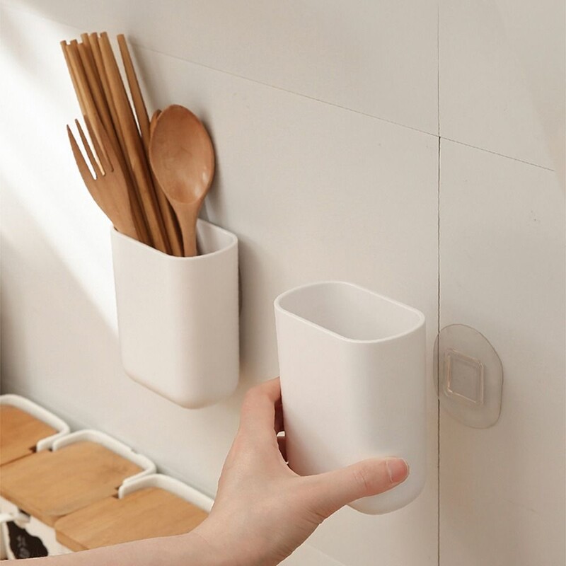 Radošs pie sienas stiprināms uzglabāšanas kastes notekas grozs Vienkāršs zobu birstes turētājs zobu pastas krūzes turētājs Pārnēsājami vannas istabas piederumi