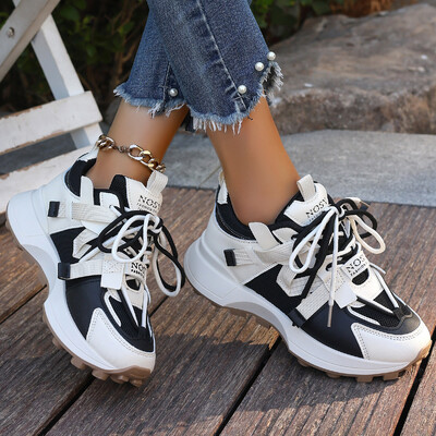 Jaunas Sieviešu kedas Tīkla elpojošas platformas kedas Sieviešu ikdienišķas mežģīnes āra sieviešu apavi Zemas kedas Zapatos De Mujer