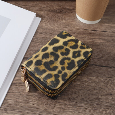 Geantă versatilă pentru carduri de credit cu fermoar dublu, portofel scurt pentru carduri, portmoneu cu mai multe sloturi pentru carduri