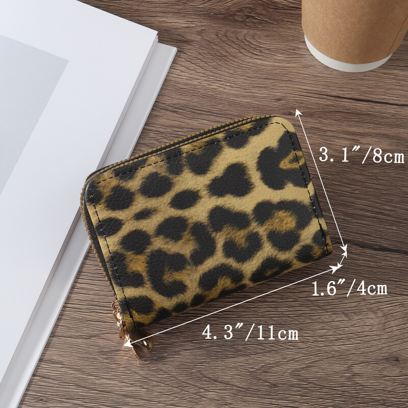 Geantă versatilă pentru carduri de credit cu fermoar dublu, portofel scurt pentru carduri, portmoneu cu mai multe sloturi pentru carduri