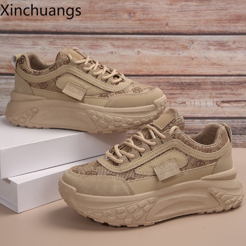 Jaunas sieviešu sporta kurpes Sieviešu modes elpojošas, šņorējamas sporta apavi platformas pastaigu dizaina apavi
