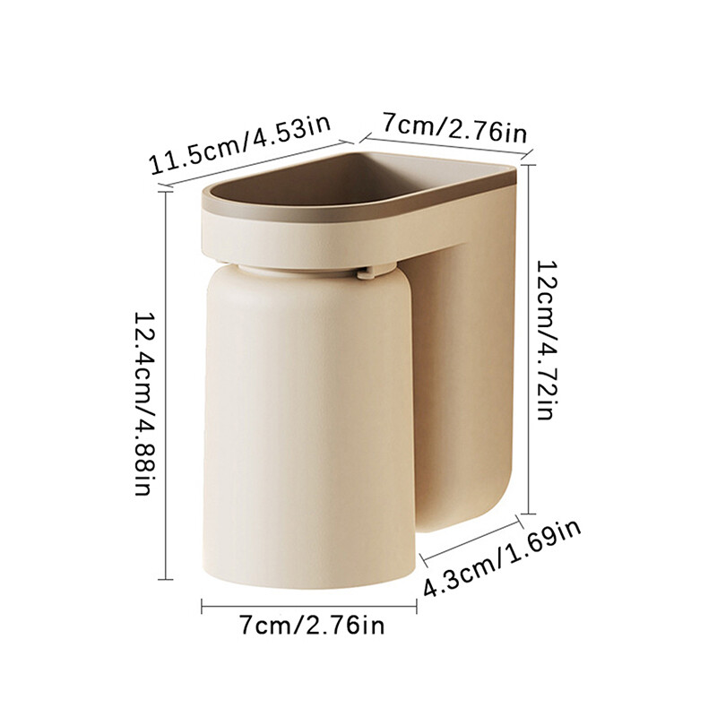 Daudzfunkcionāls zobu birstes statīvs Bez štancēšanas pie sienas stiprināms mutes skalošanas trauks Zobu birstes krūze Vannas istabas uzglabāšanas plaukta turētāja piederumi