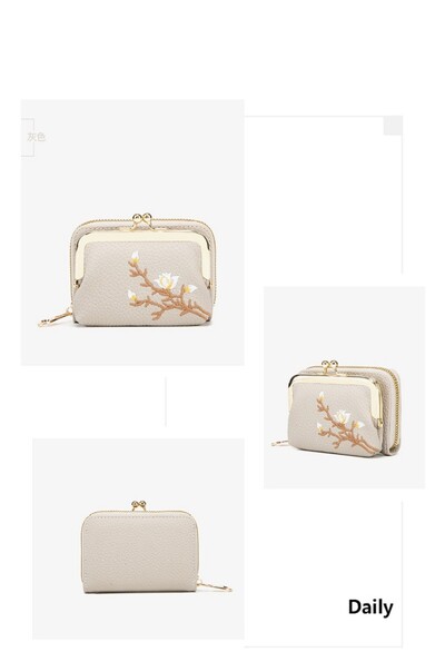 Portofele florale noi pentru femei Poșete scurte cu fermoar geantă portabilă detașabilă pentru bani Suport pentru cărți de vizită din piele PU de capacitate mare