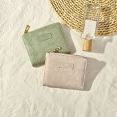 Portofel scurt din piele la modă. Poșetă cu fermoar de capacitate mare, culoare solidă, geantă pentru bani, cadou