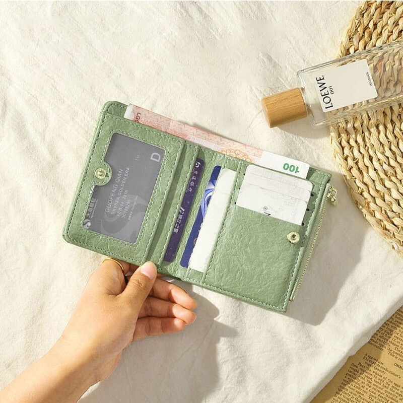 Portofel scurt din piele la modă. Poșetă cu fermoar de capacitate mare, culoare solidă, geantă pentru bani, cadou