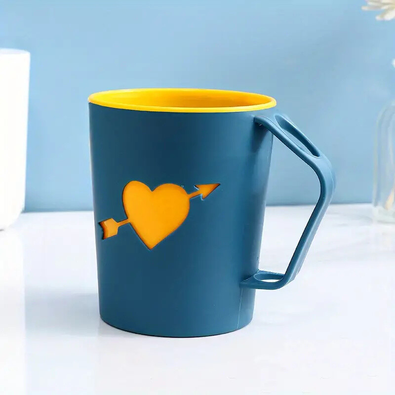 1 cană pentru periuță de dinți pentru cuplu, ceașcă pentru gargară cu model de inimă cu două straturi pentru acasă minimalistă, apă de gură pentru dormitor estetic din plastic C