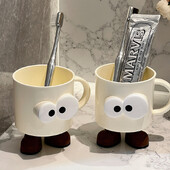 Karikatūra Big Eyes Expression Mutes skalojamā līdzekļa krūze Radoša Pieaugušie Bērnu Glāzīte zobu tīrīšanai Plastmasas glāzīte Zobu birstes krūze Vannas istabas piederumi