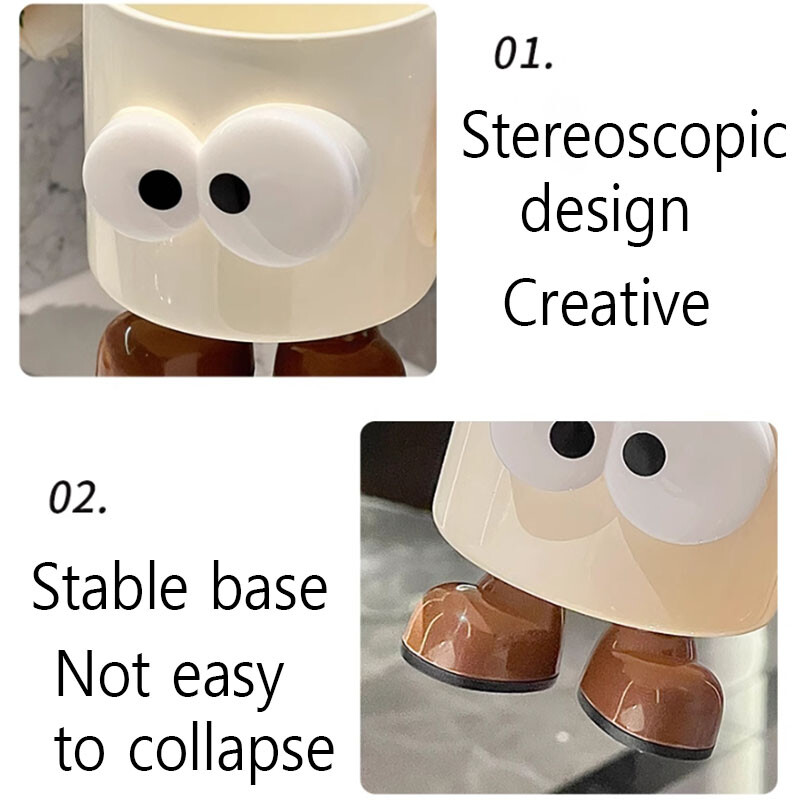 Karikatūra Big Eyes Expression Mutes skalojamā līdzekļa krūze Radoša Pieaugušie Bērnu Glāzīte zobu tīrīšanai Plastmasas glāzīte Zobu birstes krūze Vannas istabas piederumi